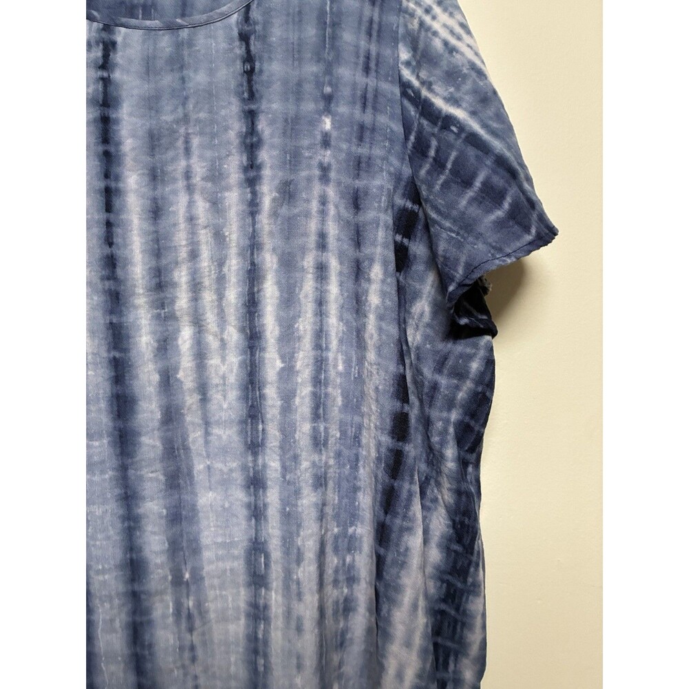 Bloom Chic Blue Tie Dye Linen Blend Blouse Size 18-20 Boho Coastal - Picture 3 of 11